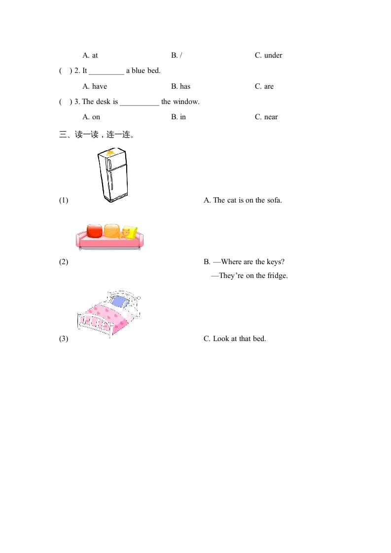 图片[2]-四年级英语上册Unit4_B_Let’s_learn同步习题（人教版一起点）-学科资源库