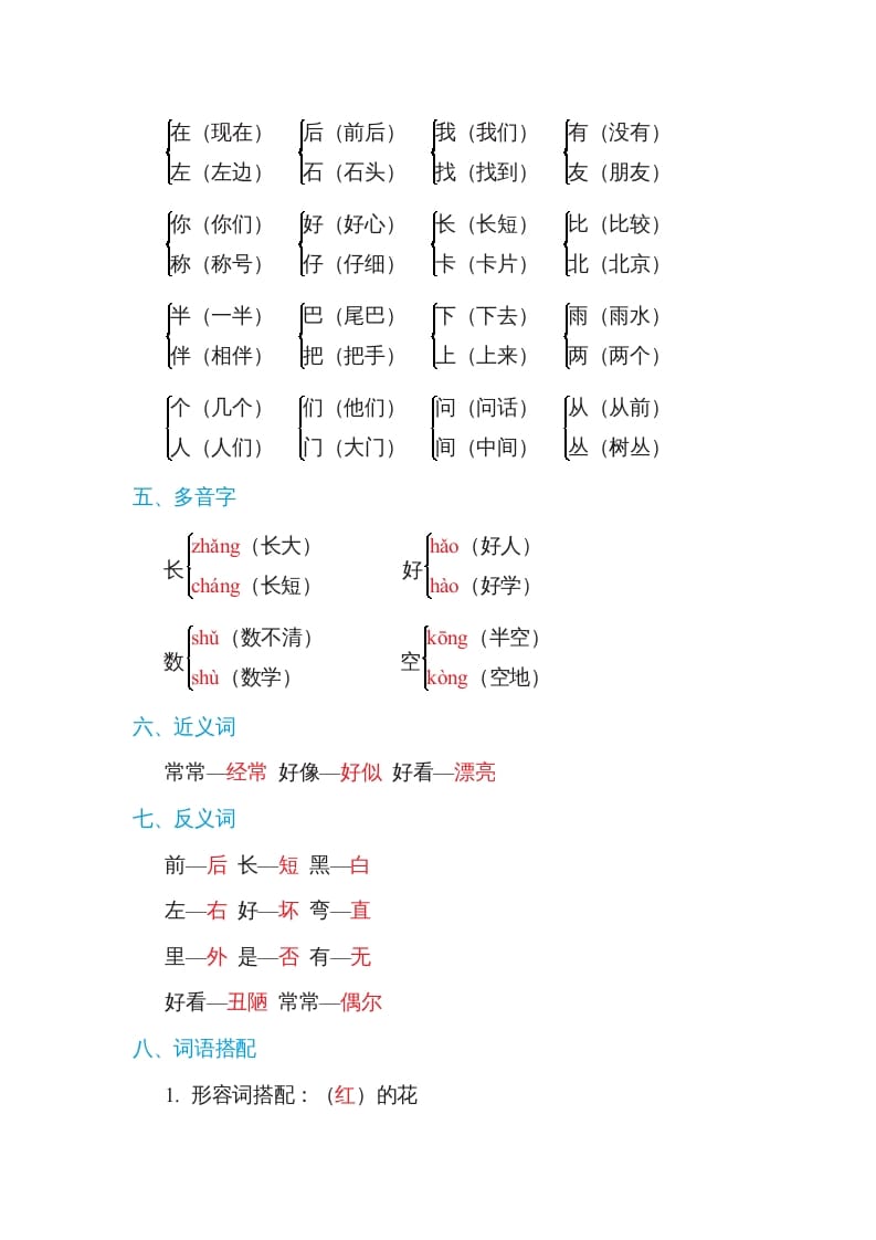 图片[2]-一年级语文上册第6单元基础知识必记（部编版）-学科资源库