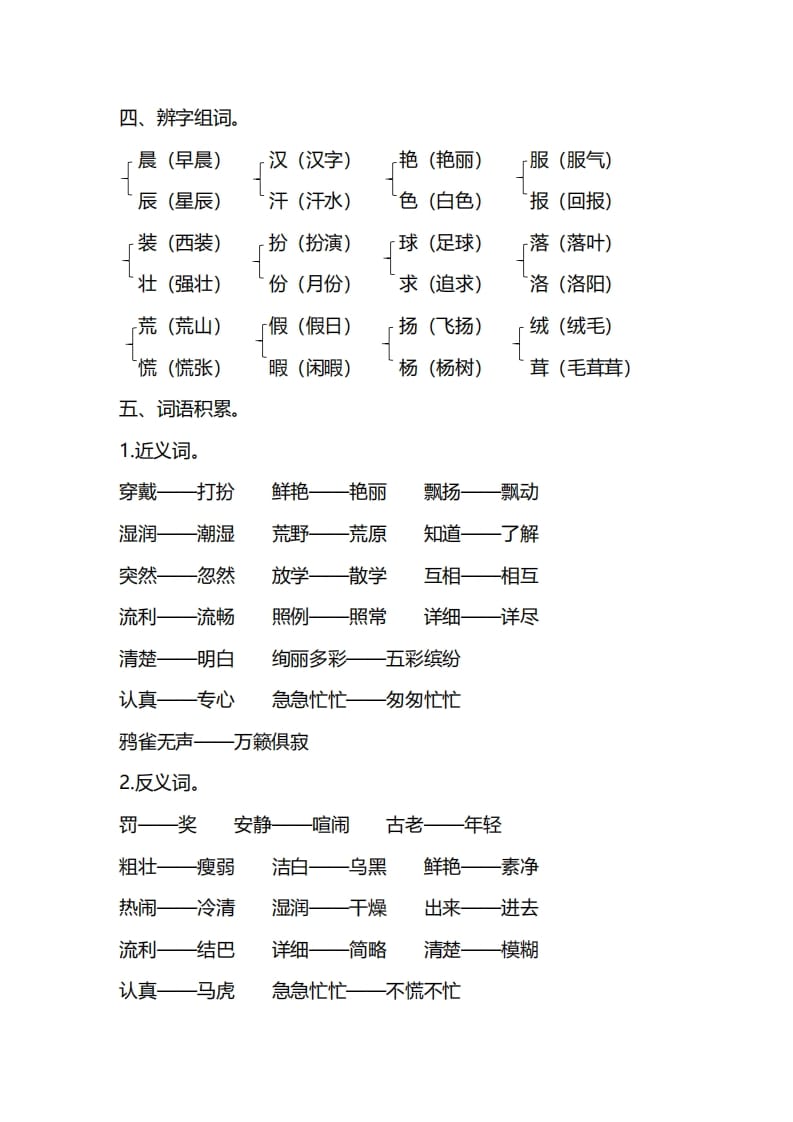 图片[3]-三年级语文上册第一单元知识要点归纳（部编版）-学科资源库