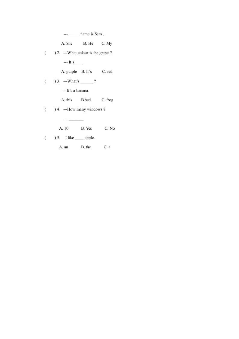 图片[2]-一年级英语上册Unit6+lesson4《Fruit》习题（人教一起点）-学科资源库