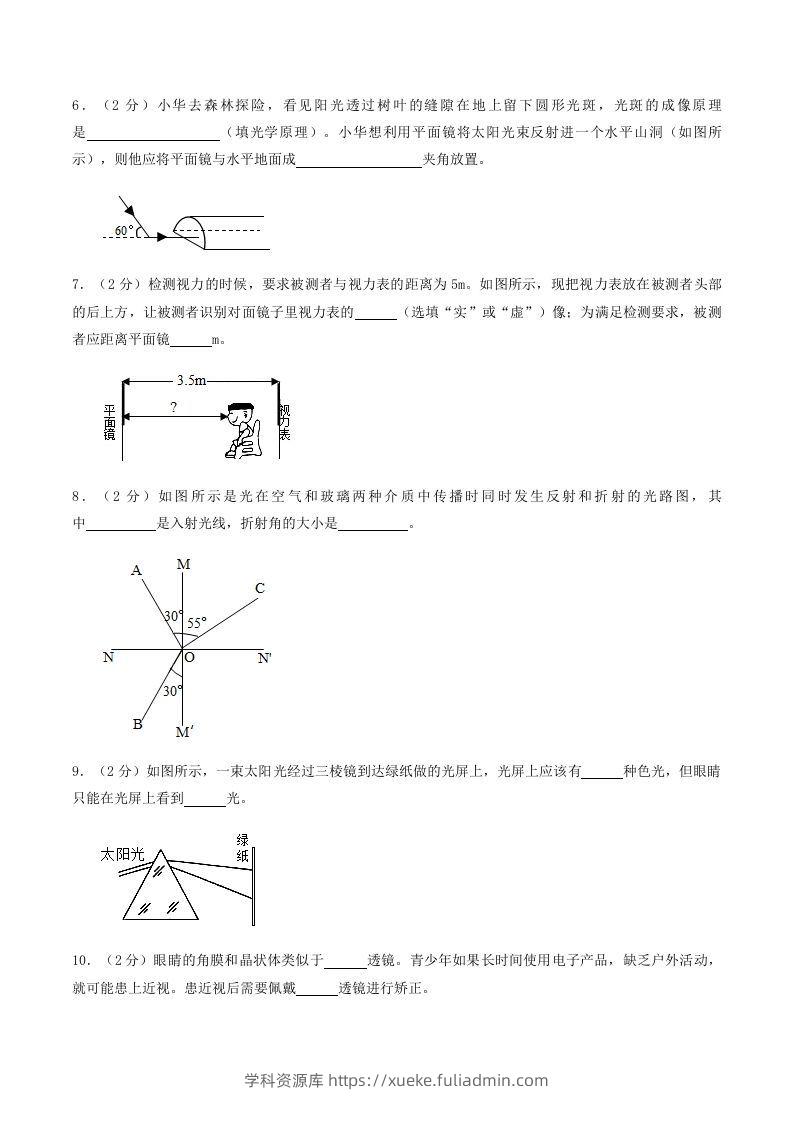 图片[2]-2021-2022学年河南省南阳市镇平县八年级上学期期中物理试题及答案(Word版)-学科资源库