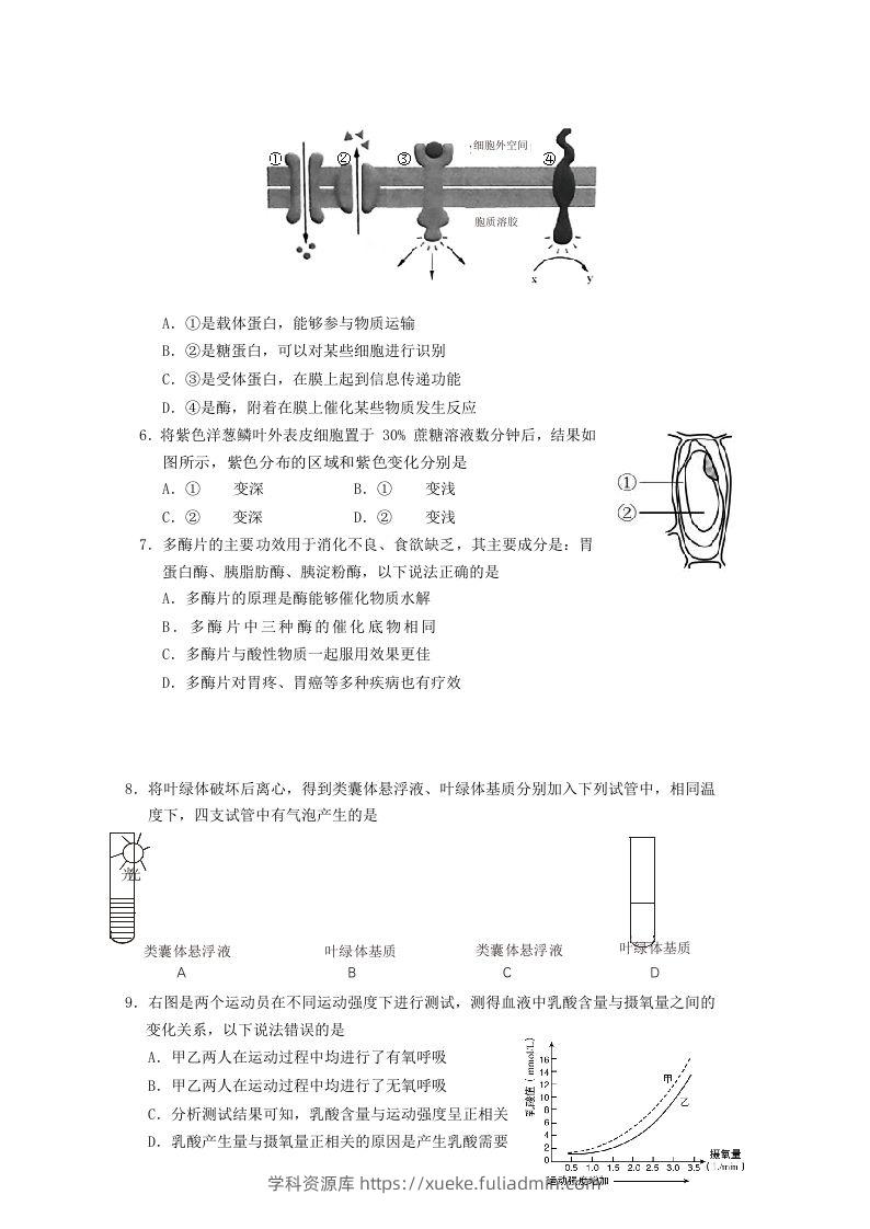 图片[2]-2019-2020年北京市房山区高二生物下学期期末试题及答案(Word版)-学科资源库