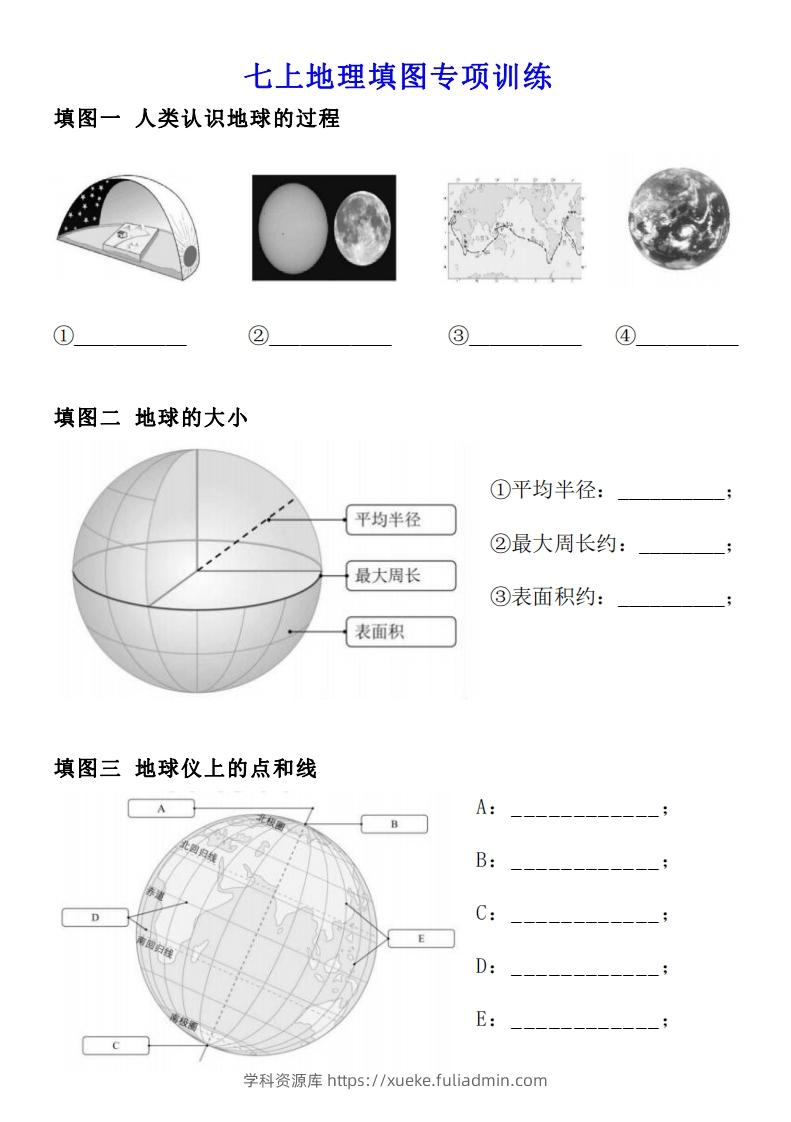 人教版七年级上册地理填图专项训练-学科资源库