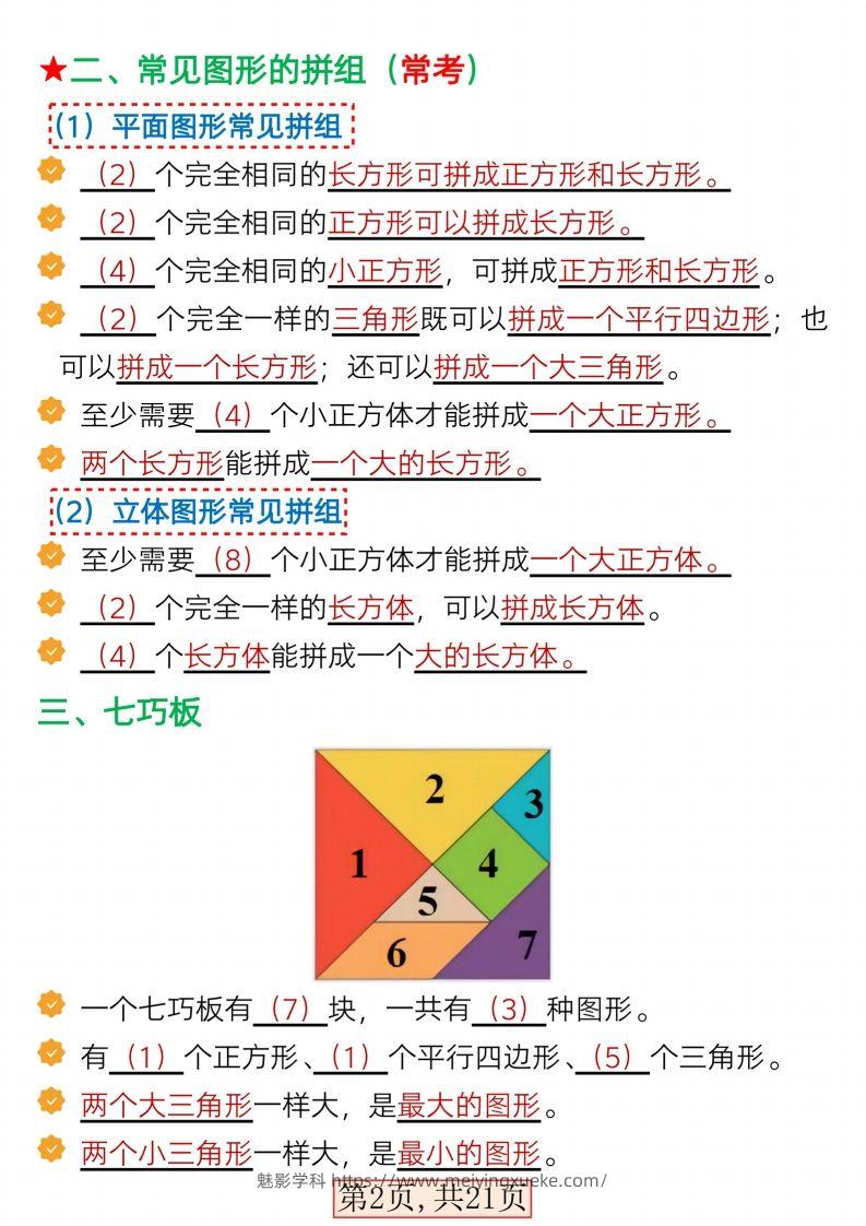 图片[2]-2015一年级数学下册全册考点知识汇总21页-学科资源库