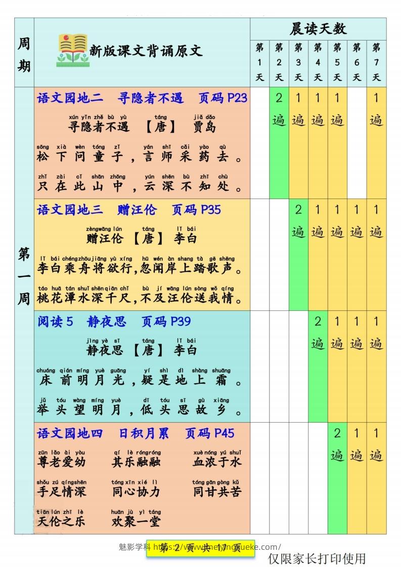 图片[2]-【预习背诵】一下语文预习课文背诵337法+课文内容填空17页-学科资源库