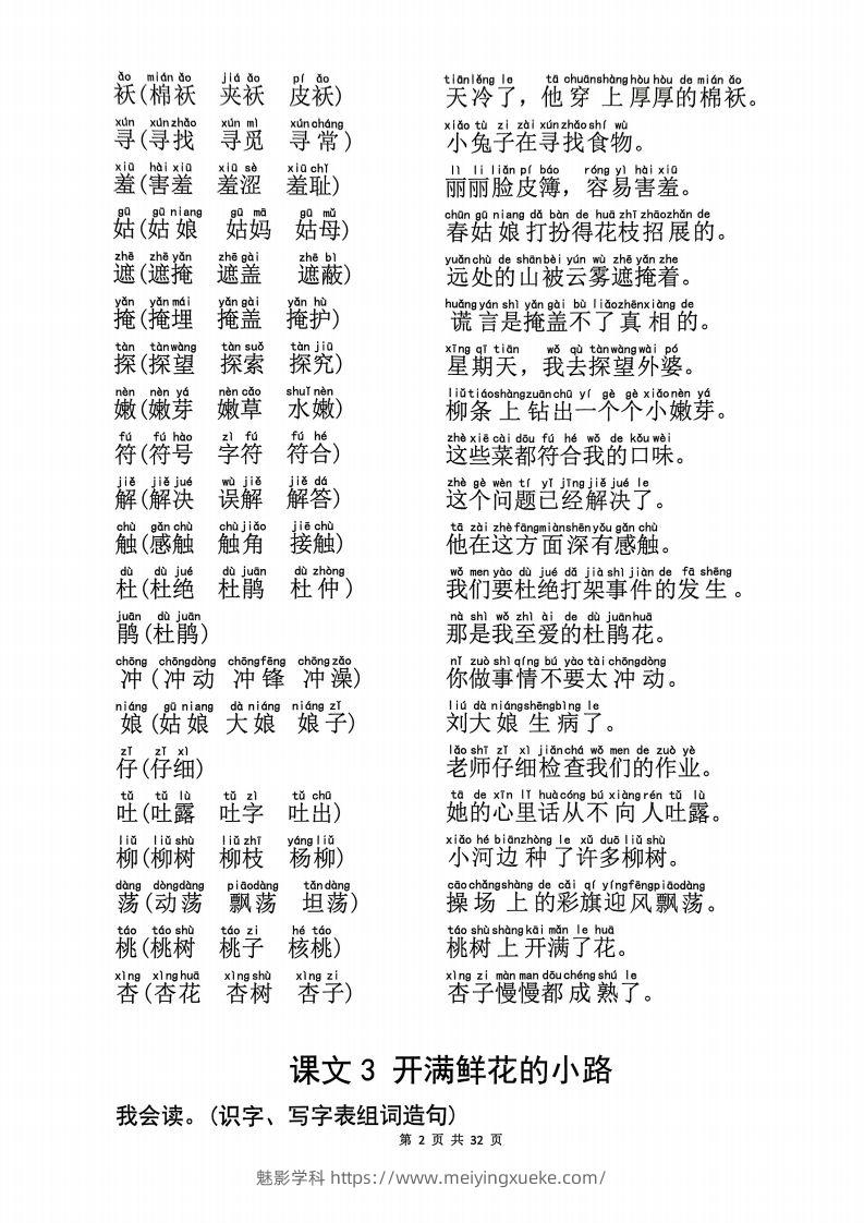 图片[2]-25学年二下语文生字拼音组词造句32页-学科资源库