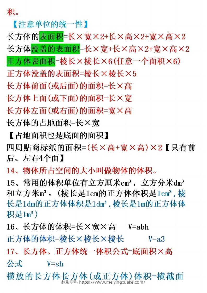 图片[2]-五下数学：38个必背知识点（通用）-学科资源库