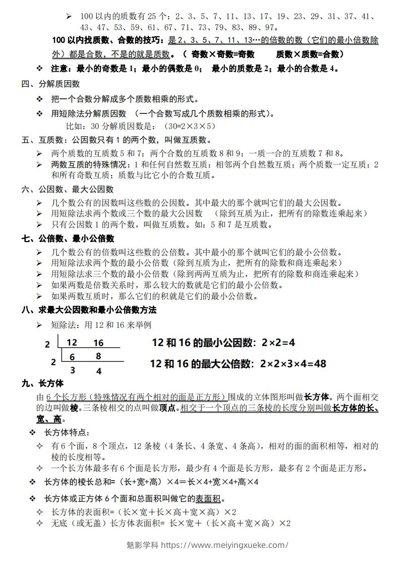 图片[2]-五下数学：知识点读背（通用）-学科资源库