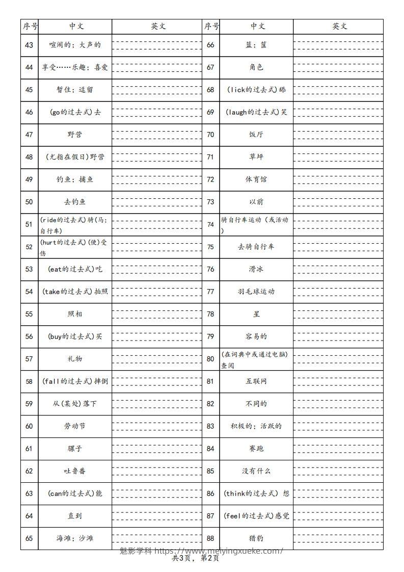 图片[2]-【默写】25春人教pep六下英语单词默写表（3页）-学科资源库