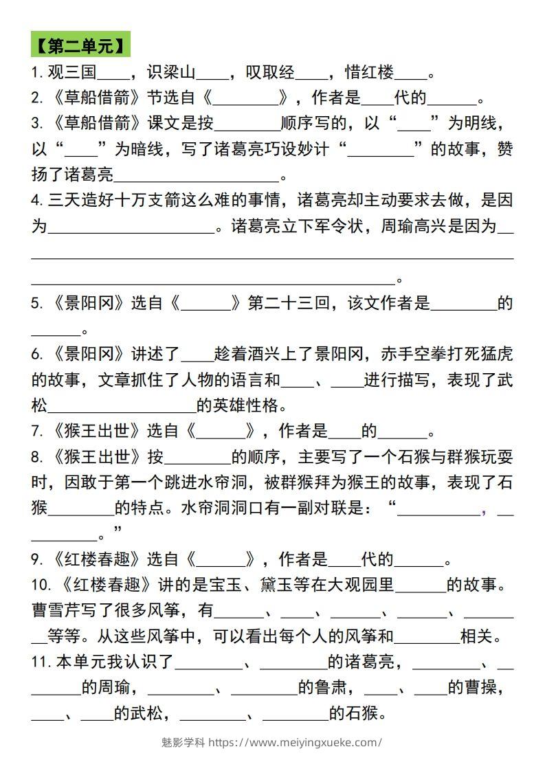 图片[2]-五年级语文下册各单元知识点归纳总复习-学科资源库