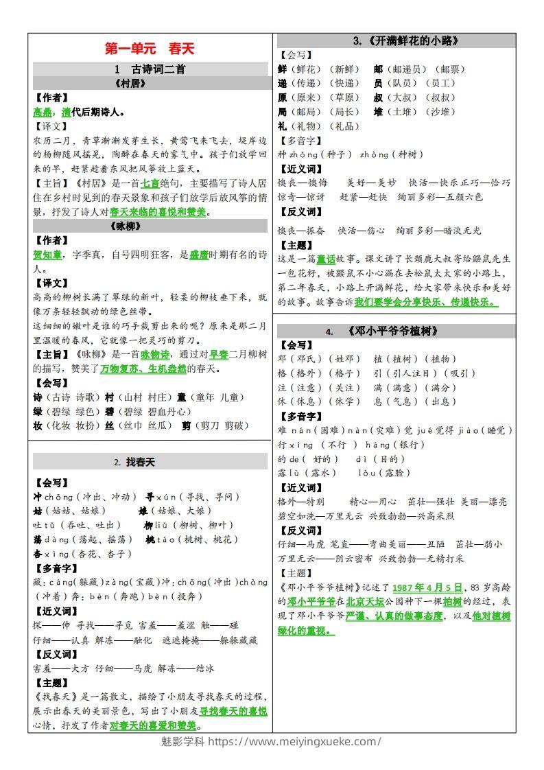 二年级下册语文课课贴（贴书）-学科资源库